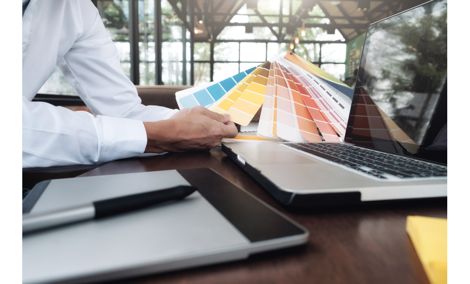 graphic-design-color-swatches-pens-desk-architectural-drawing-with-work-tools-accessories